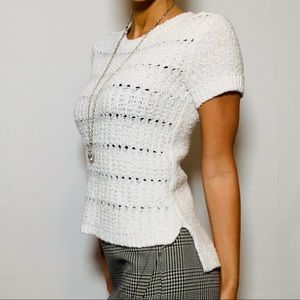ANN TAYLOR White Short Sleeve Sweater